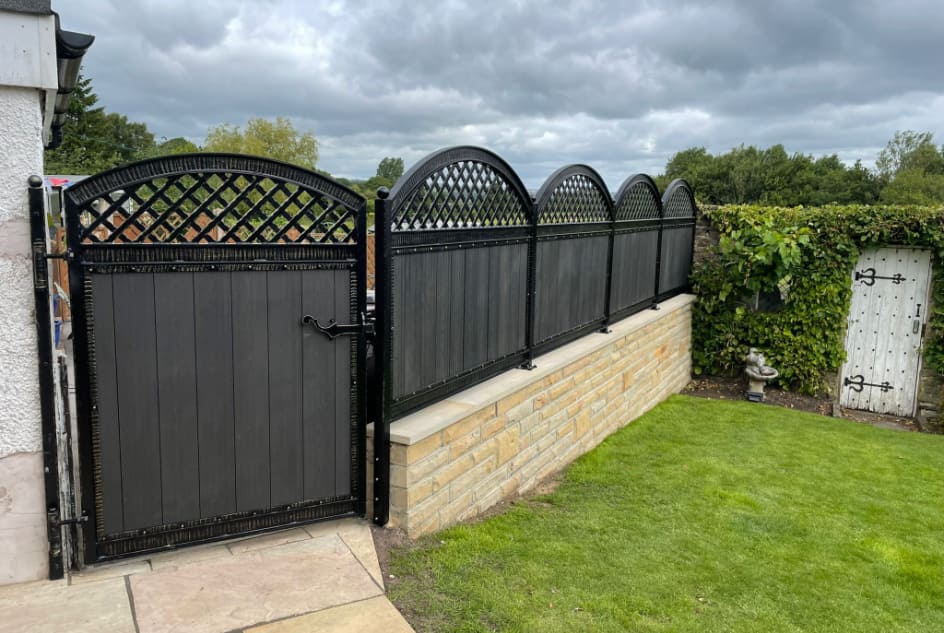 grey composite fence with gate