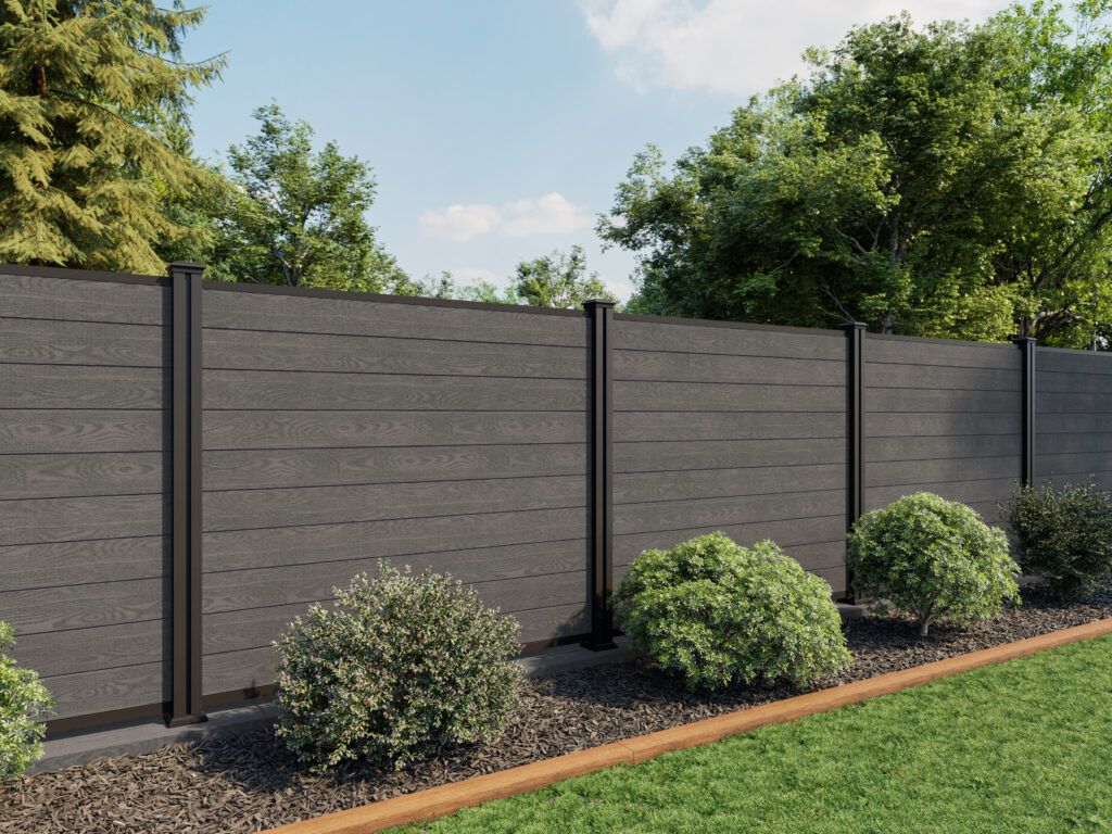 5FT metal post birch grey fence panels