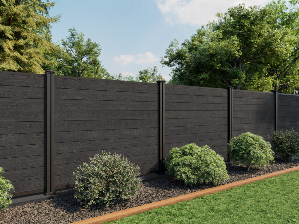 5FT metal post black ash fence panels