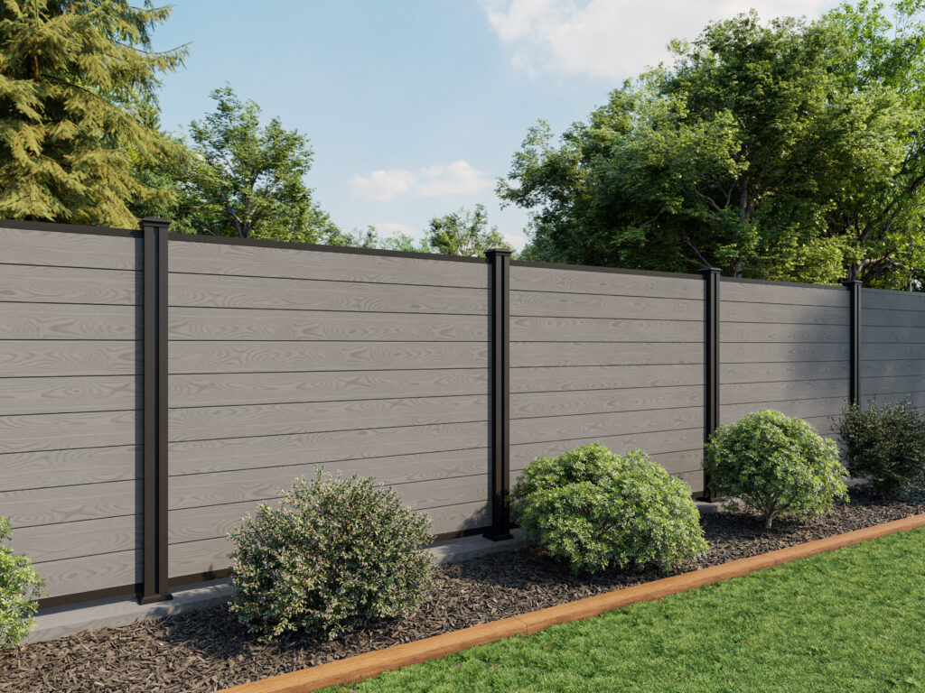 5FT metal post driftwood fence panels