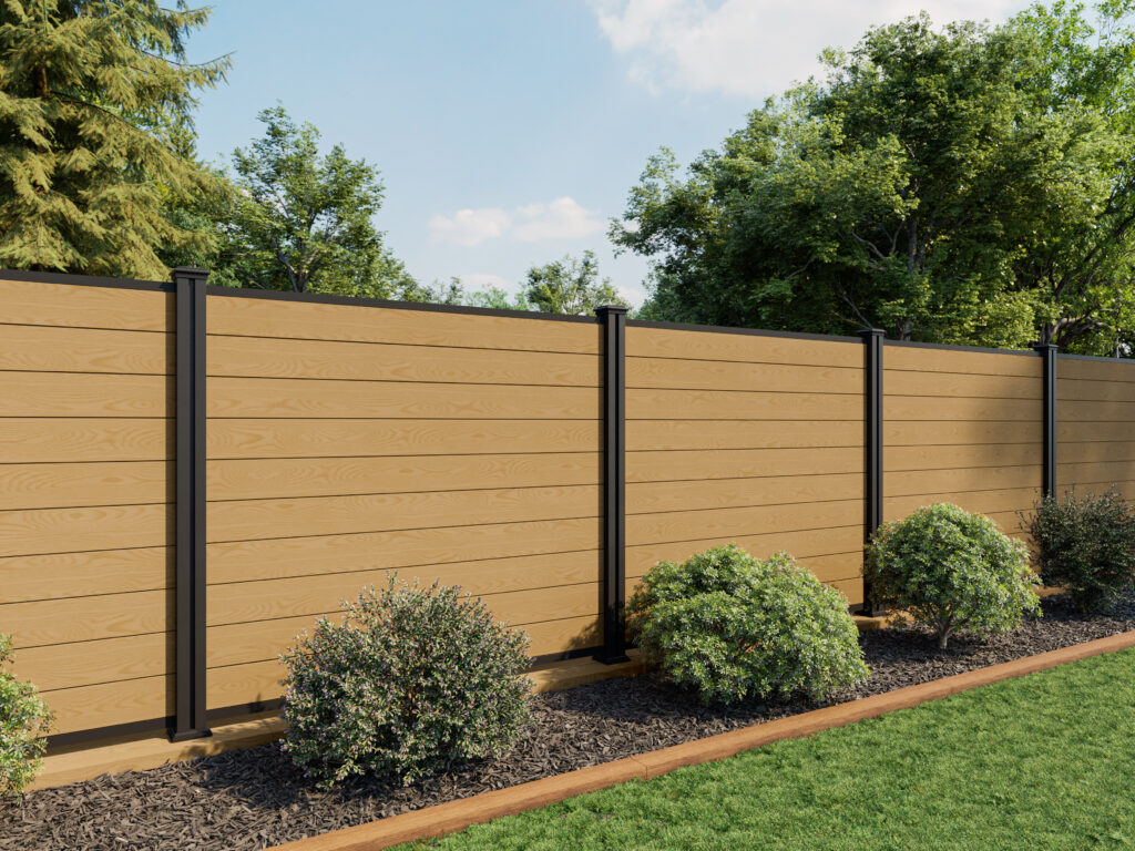 5FT metal post light oak fence panels