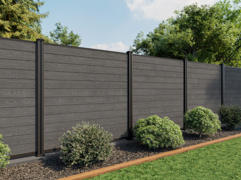 6FT Metal Post birch grey fence panels