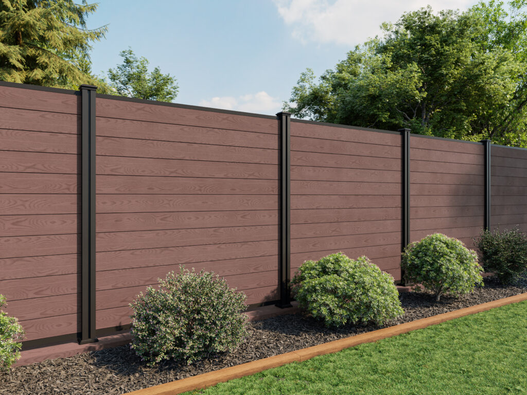 6FT Metal Post golden oak fence panels