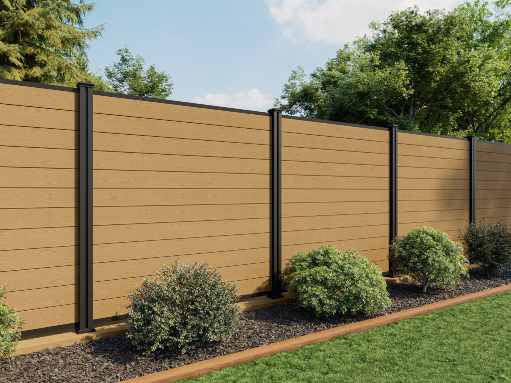 6FT Metal Post light oak fence panels