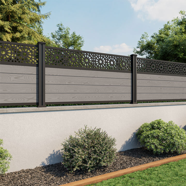 3ft 3D Driftwood Composite Fence Panel with Decorative Screen