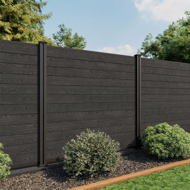 6ft 3D Black Ash Composite Fence Panel