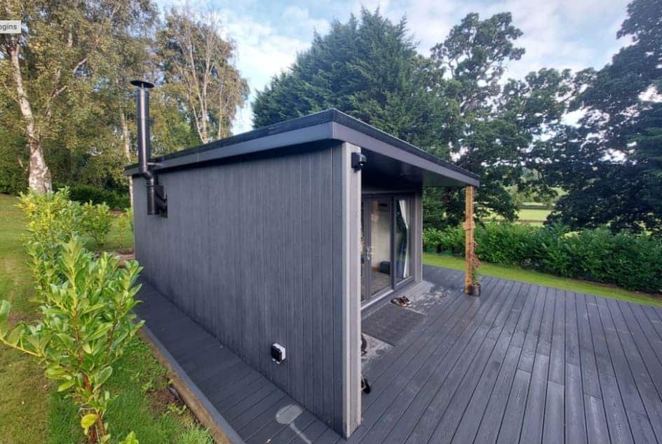 Grey Composite Decking Shed in garden