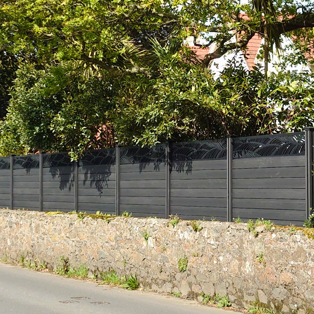 Grey composite fence