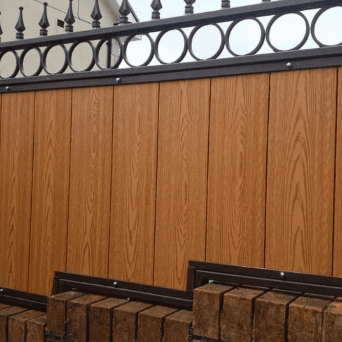 golden oak composite fence panels