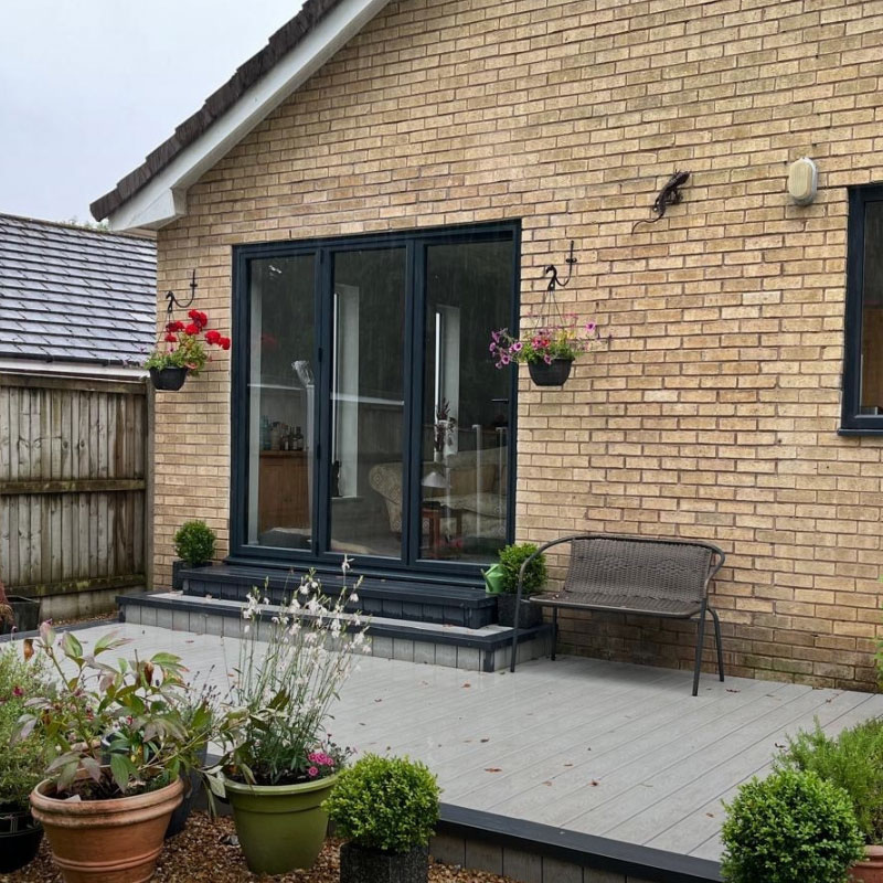 light grey garden decking