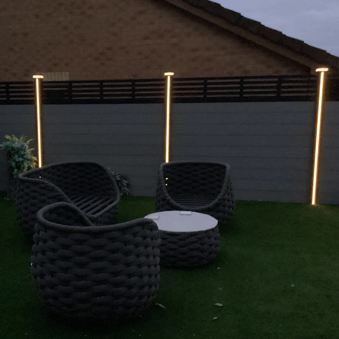 LED Lighting Composite Fencing in Grey
