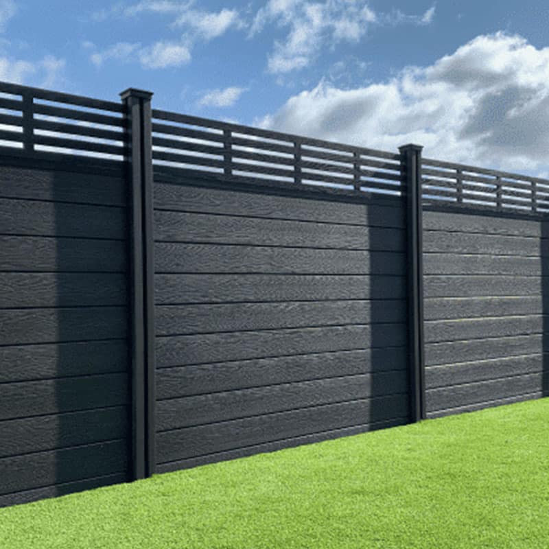 Slatted Trellis On Black Ash Fencing
