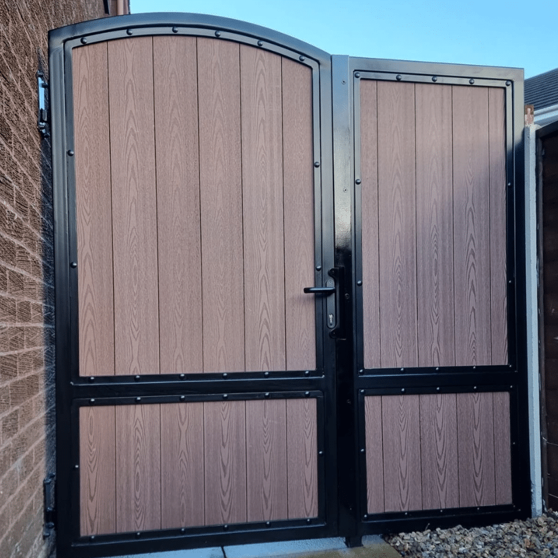 Golden Oak Gate Boards inside aluminium frame